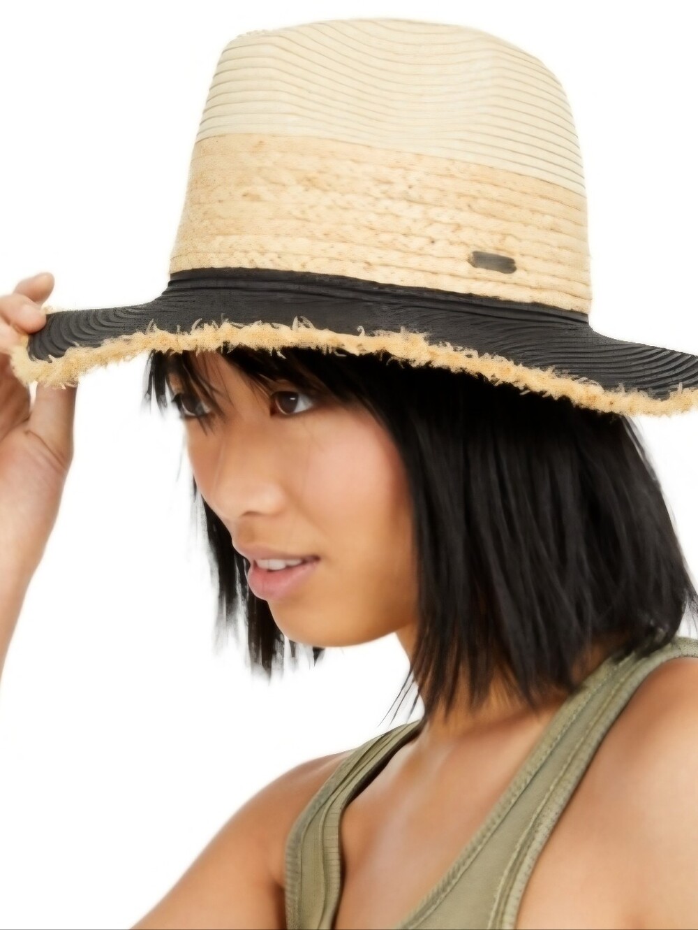 Steve Madden Straw Colorblocked Panama Hat NWT. Cream, Tan And Black